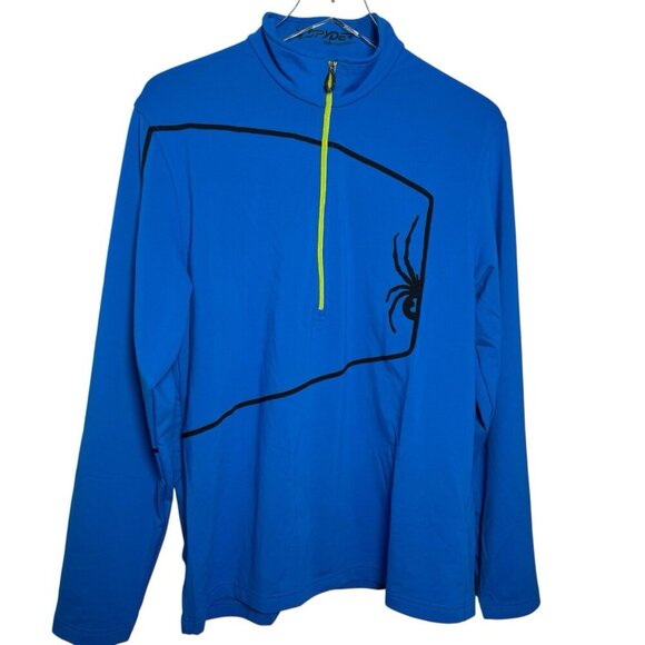 Spyder Men’s 1/4 Zip Long Sleeve base layer Top royal blue size Medium Ski snow - Picture 1 of 9